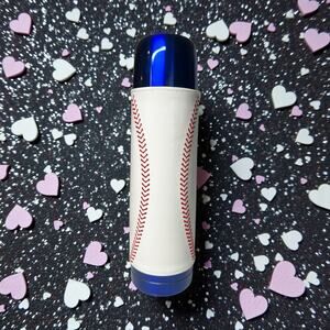 Starbucks Baseball Thermos 2005 Red White Blue Baseball Stitch Sleeve EUC